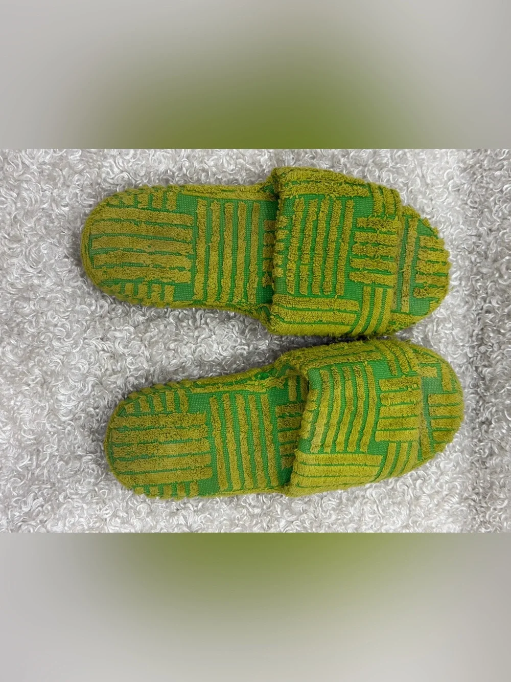 Bottega Veneta Men's Resort Intreccio Jacquard Slide Sandals parakeet/ kiwi